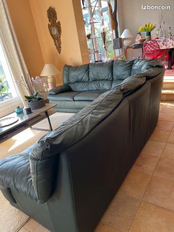 Canapé 3 Places Cuir Marron Concept One - Large Assise - Très Bon État