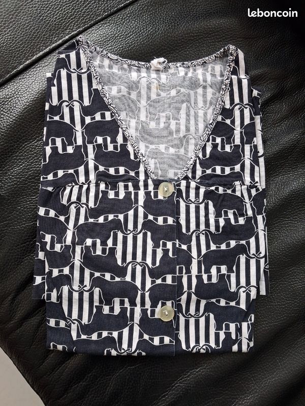 Robe Tablier Vintage Bébé 6 Mois - En Piqué Blanc, Sans Manches, Occasion Bon État