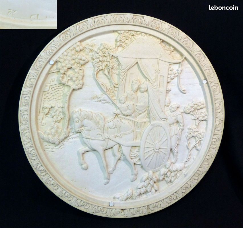 Art asie chine collection grand plateau dessous de plat 45cm5kg résine char de mariage (image 1)