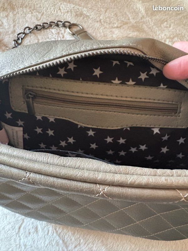 Sac bandoulière argenté matelassé (image 5)