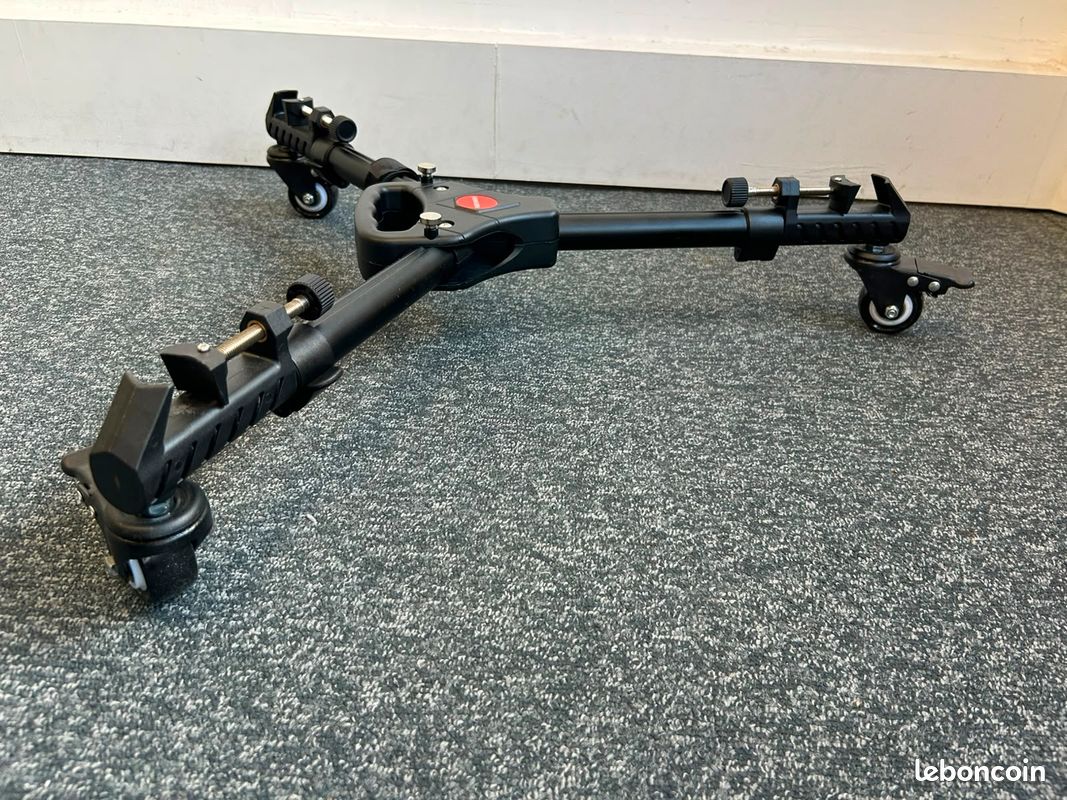 Manfrotto 504X Trépied à tête fluide ALU 3 sections + Dolly à roulettes (image 5)