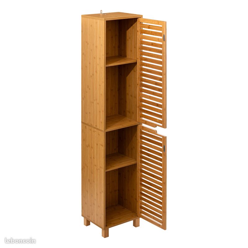 Meuble colonne en bambou avec 2 portes "SICELA" (image 2)