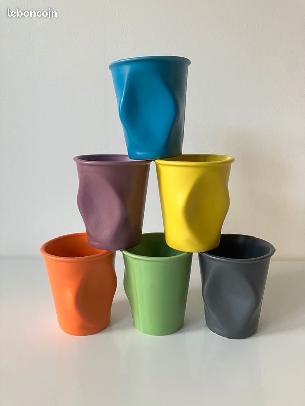 Lot De 5 Tasses à Café Espresso Revol - Porcelaine Froissée - Occasion