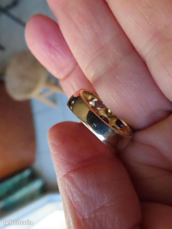 Bague En Plaqué Or Avec Pavé Multi-pierres - Taille 50, Occasion