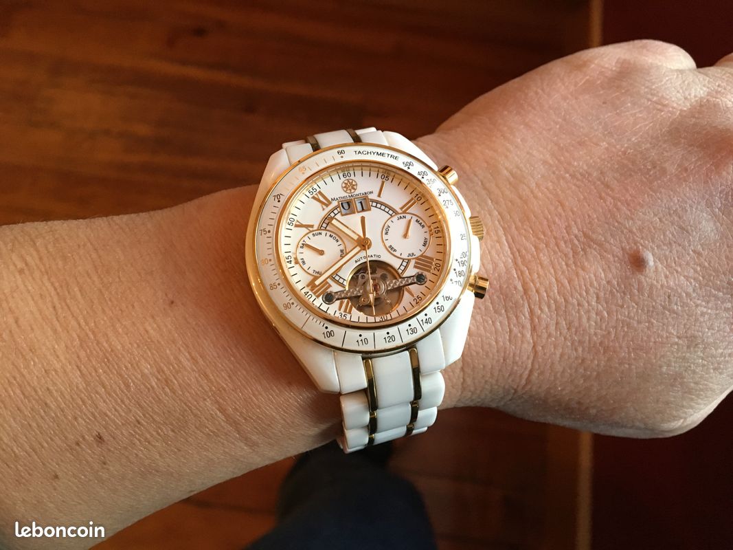 Montre femme Mathis Montabon céramique blanc or (image 3)