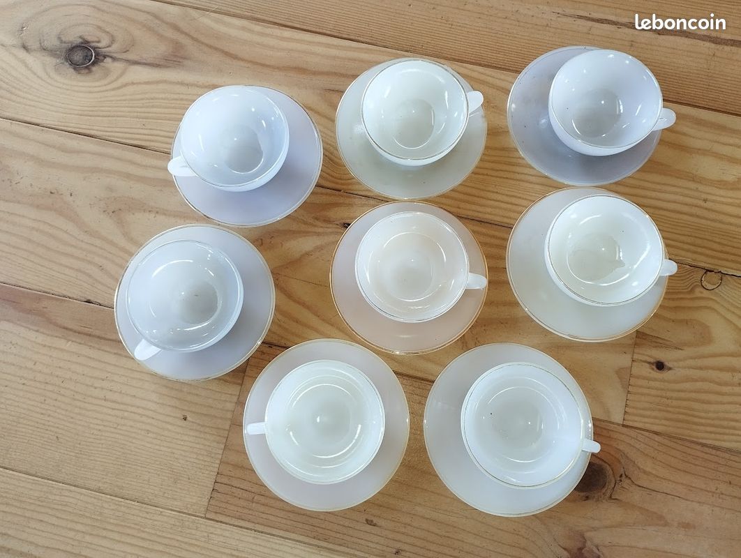 Service à café vintage Arcopal Arlequin Opaline (image 10)
