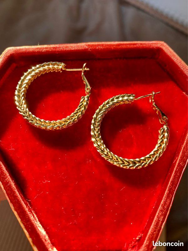 Boucles D'Oreilles Vintage Double Fermoir Doré - Élégance Rétro - Occasion