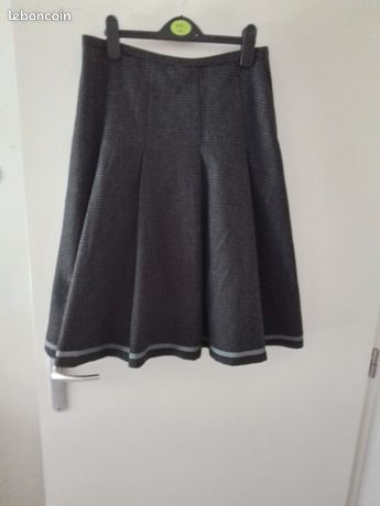Jupe Burton Taille 38 En Jean - Coupe Crayon, Rayures Verticales Taupe - Occasion Très Bon État