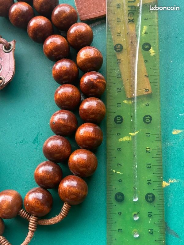 Grand rosaire ou chapelet de moine bois et cuir (image 6)