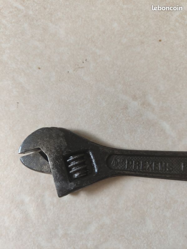 Ancienne Clé à Molette En Fer Forgé – Manche Torsadé, H 34,5 Cm, Début 20ème