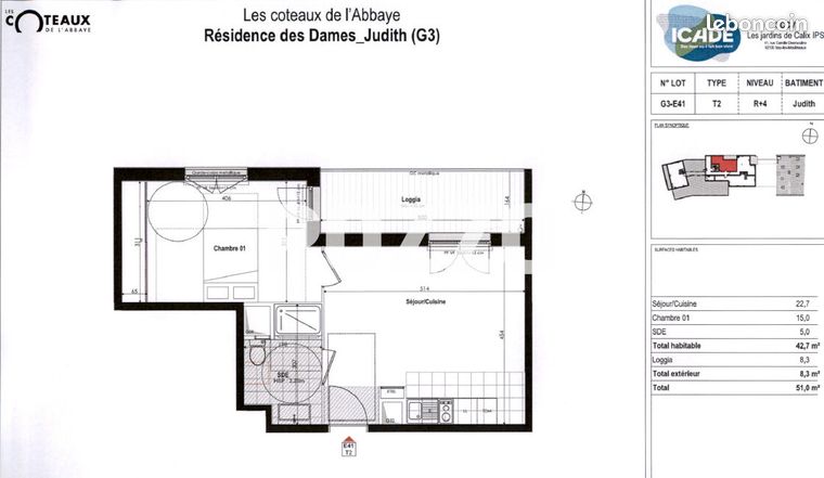 Appartement 2 pièces 42 m²