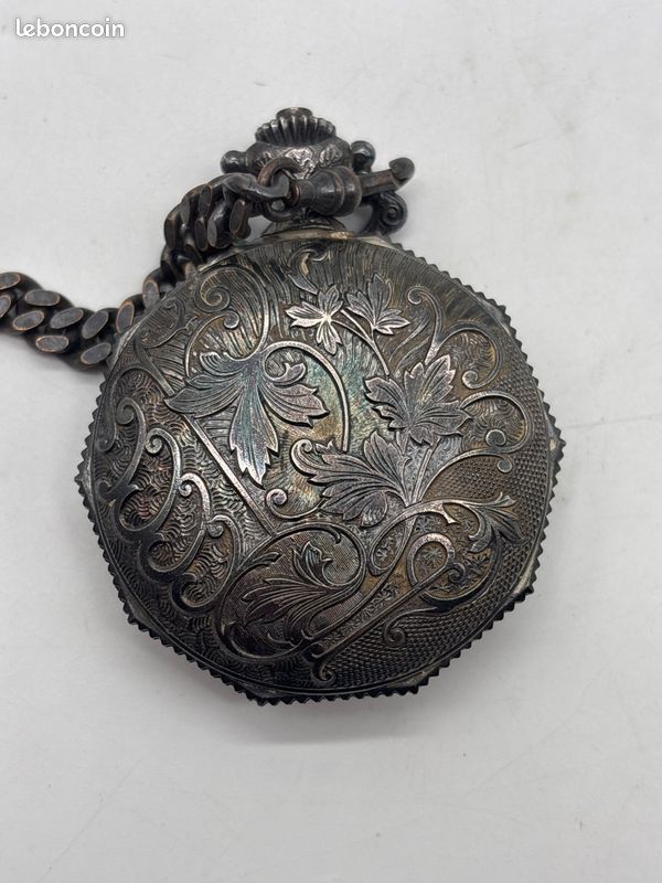 Montre à gousset Clyda ancienne avec chaîne cadran romain à restaurer #C68 (image 8)