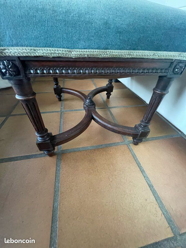 Tabouret velours bleu vintage (image 2)