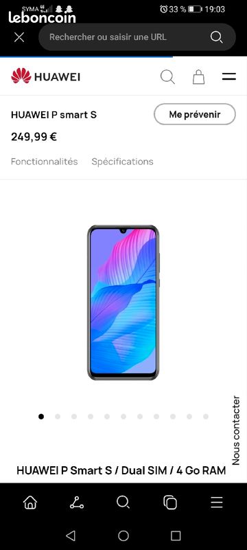 Téléphone Huawei P smart S (image 3)