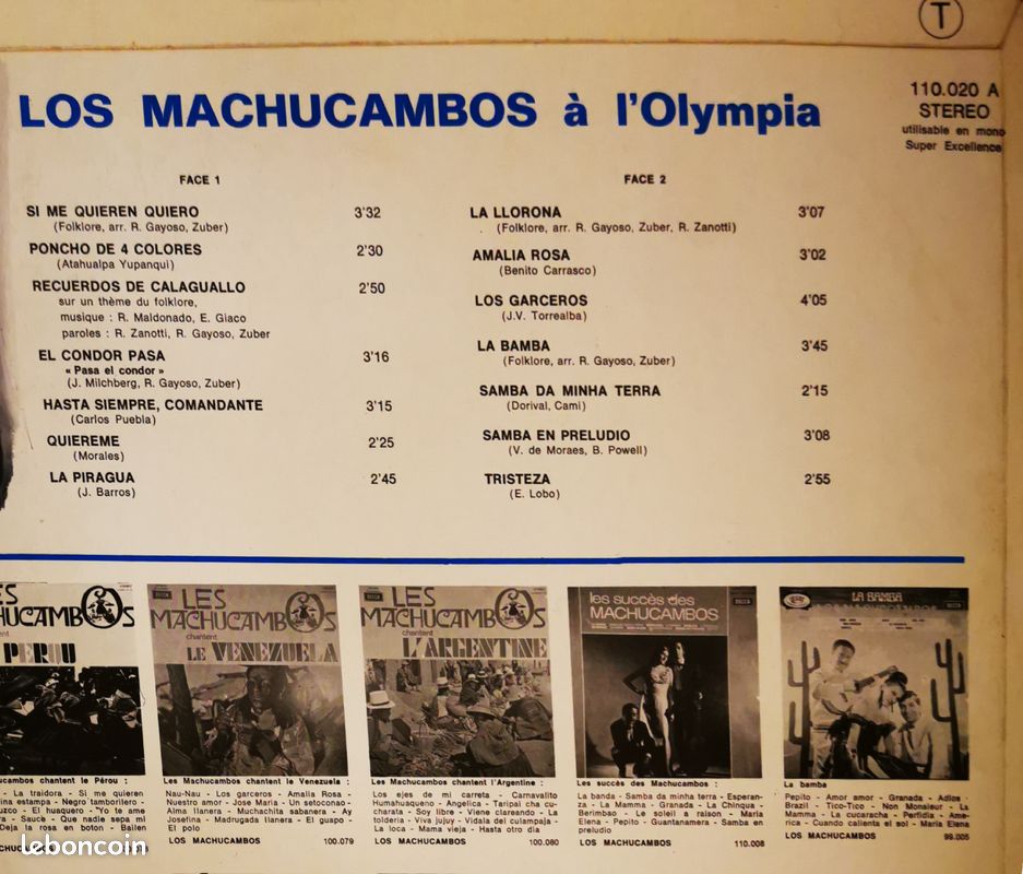 Disque vinyle 33 T los machucambos a l'Olympia (image 2)