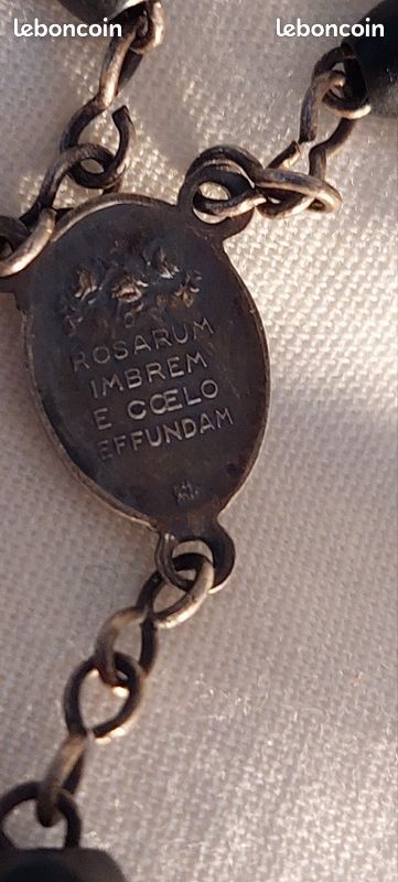 Ancien chapelet noir argenté (image 4)