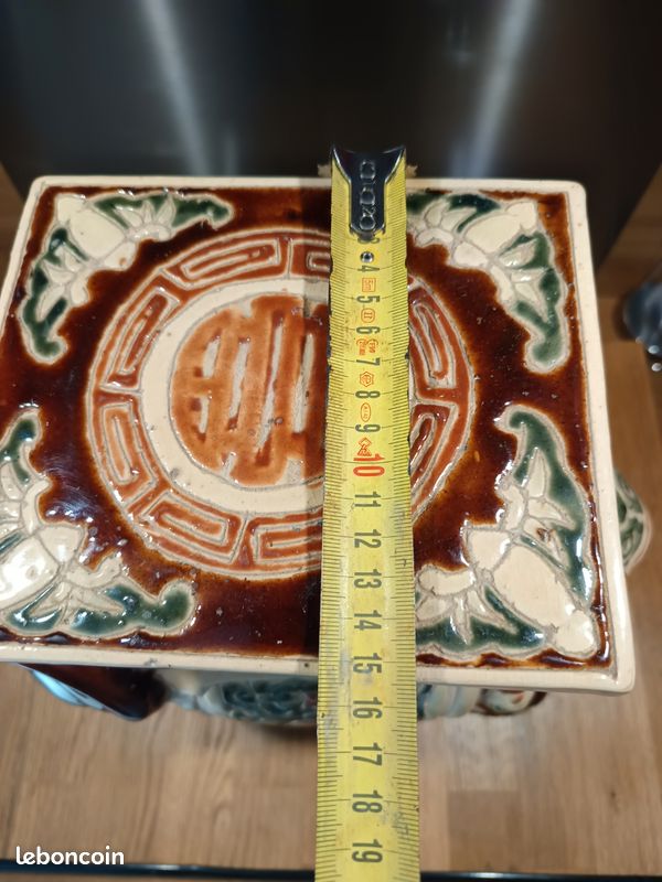 Grand éléphant céramique porte plante guéridon support bohème colonial exotique indien (image 13)