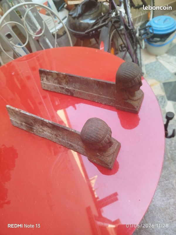 1 paire de Chenet de cheminé ancien en fer 33cm (image 3)