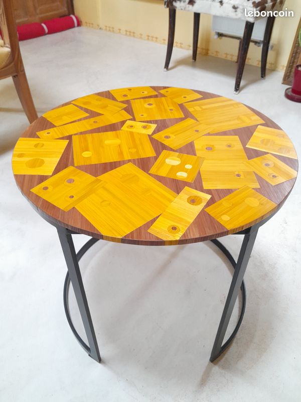 Queridon ,marqueterie de paille (image 2)