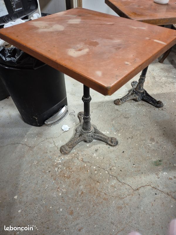 Tables de bistrot anciennes - pied en fonte- à l'unité ou en lot (image 1)