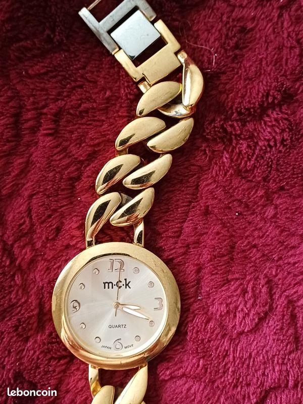 Montre Femme SmithKlein Beecham - Mouvement Quartz, Bracelet Cuir Véritable Ton Or