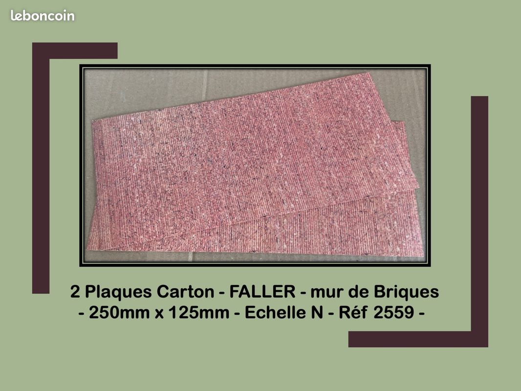 2 Plaques Carton - FALLER - Briques - 250mmx125mm - Echelle N - Réf 2559 (franco de port) (image 1)