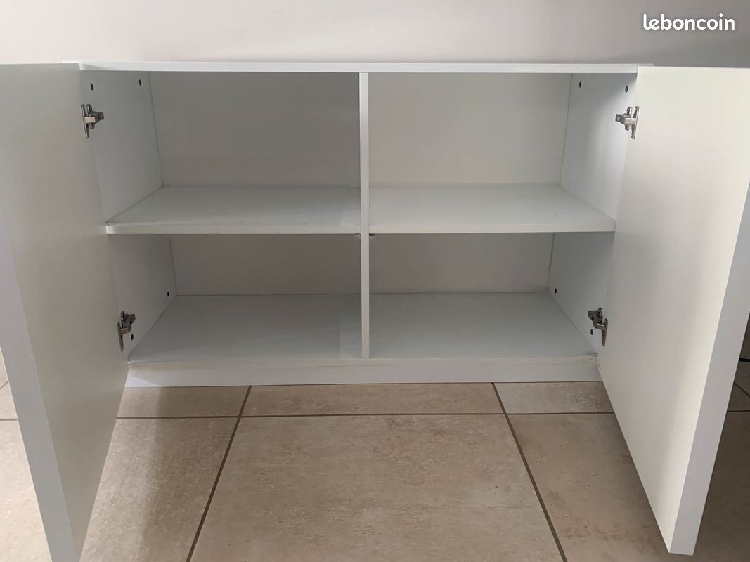 Buffet bas 2 portes blanc laqué (image 1)