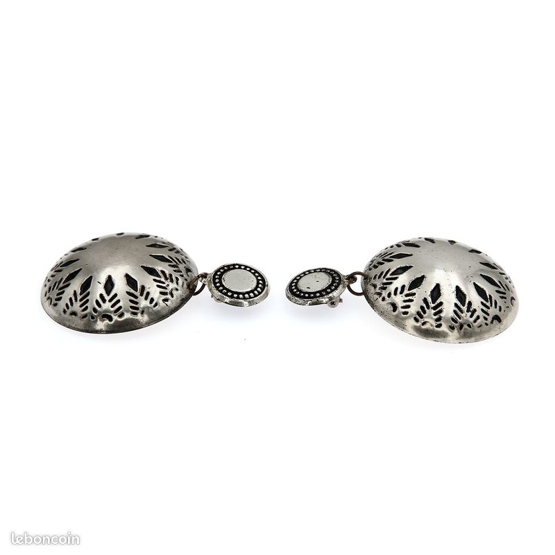 Boucles D'oreilles Pendentives Filigrane – Métal Argenté, Style Vintage – Neuves Sans Emballage