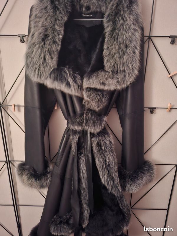 Manteau Long Cuir Fourrure Femme Manteau Cuir Manteau Fourrure