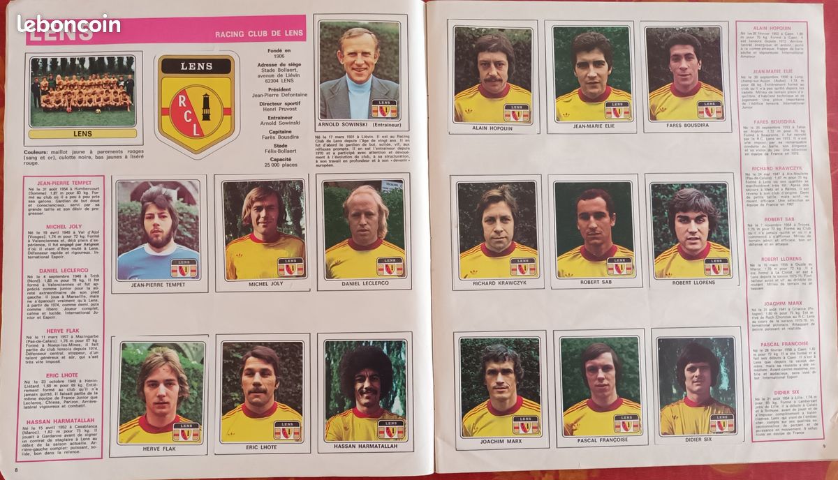 91 ROBERT SAB RCL RC LENS BOLLAERT SANG & OR PANINI FOOTBALL 77 1976 91 ROBERT SAB RCL RC LENS BOLLAERT SANG & OR PANINI FOOTBALL 77 1976