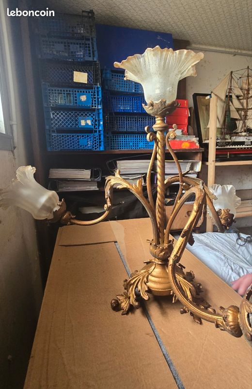 Ancien lustre bronze doré (image 4)