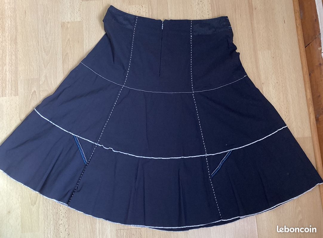 Jupe ample bleu marine Christine Laure T 38 (image 2)