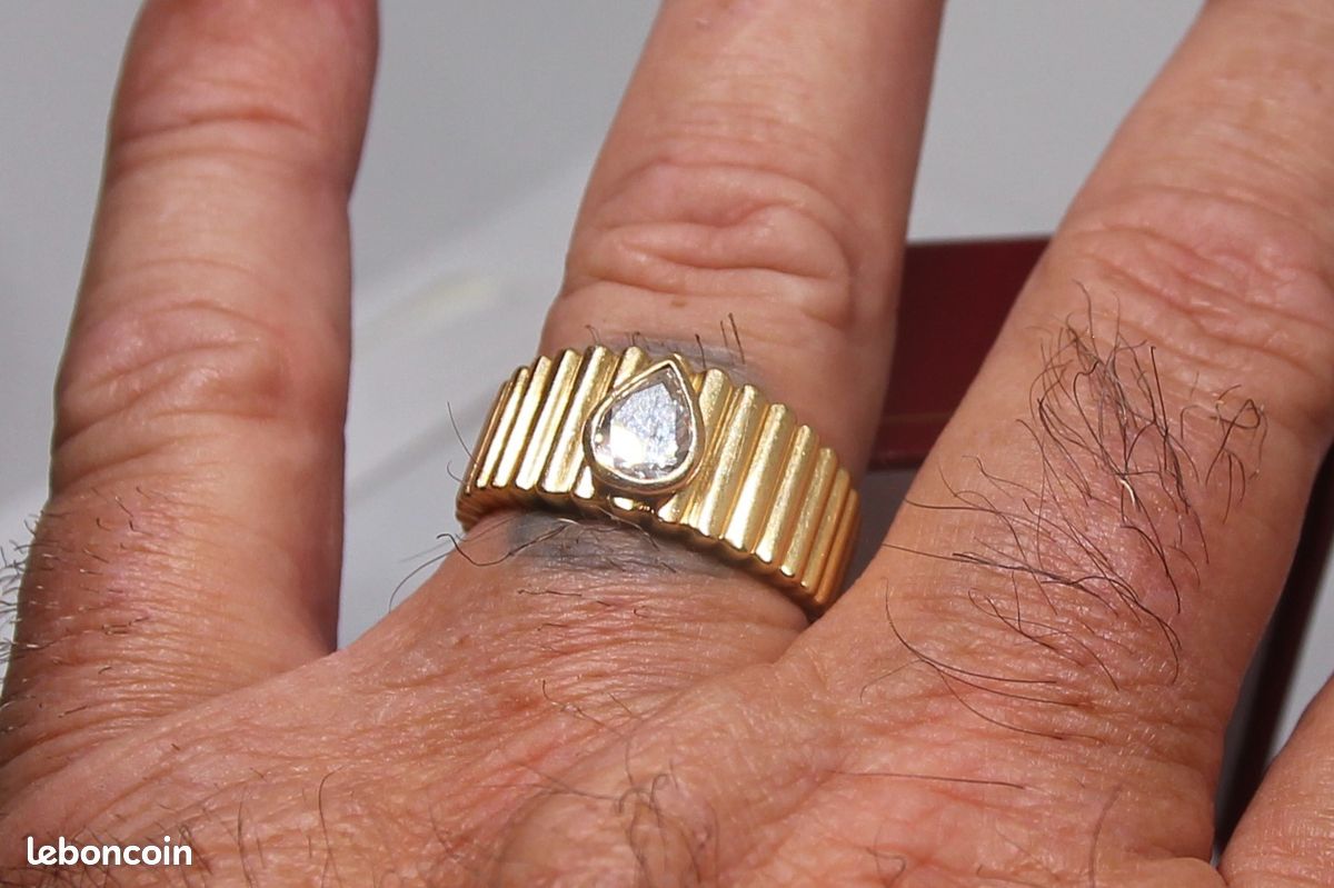 Bague diamant solitaire poire sur or jaune 18 carats fiançailles déclaration (image 5)
