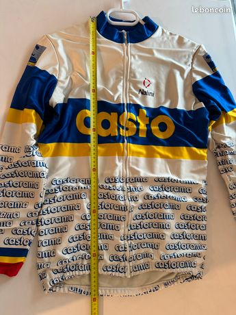 Veste Cycliste Vintage Nalini – Années 90, Casto Castorama, Blanc, Taille M