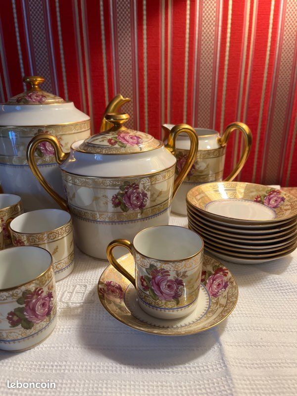 Set Cadeau 4 Tasses à Café En Porcelaine 60ml – Boîte Métal Oiseau De Paradis, Style Méditerranéen Vintage