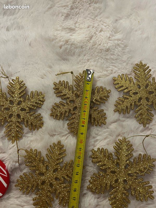 4 Bas De Noël Dorés à Paillettes Flocons De Neige - 48 Cm, Blanc - Décoration Sapin, Cheminée, Fête