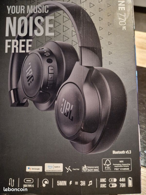 Casque audio Bluetooth JBL Tune 770NC Noir neuf (image 14)