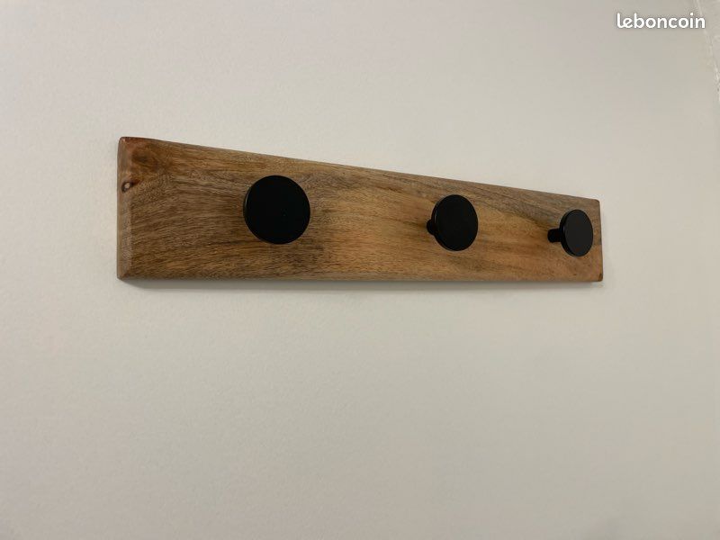 Porte manteau mural Bois / Acier 3 attaches (image 1)