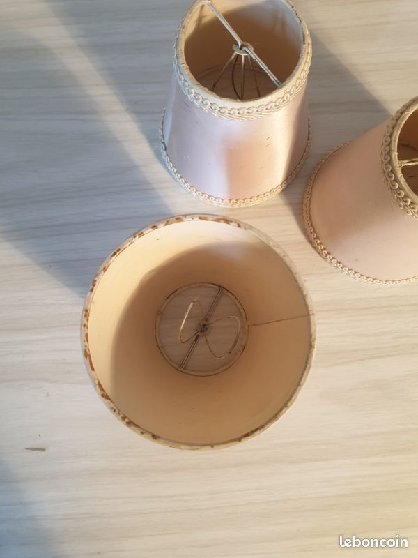 LOT d'abat jours vintage couleur rose poudré , pour lustre ou appliques murales (image 3)