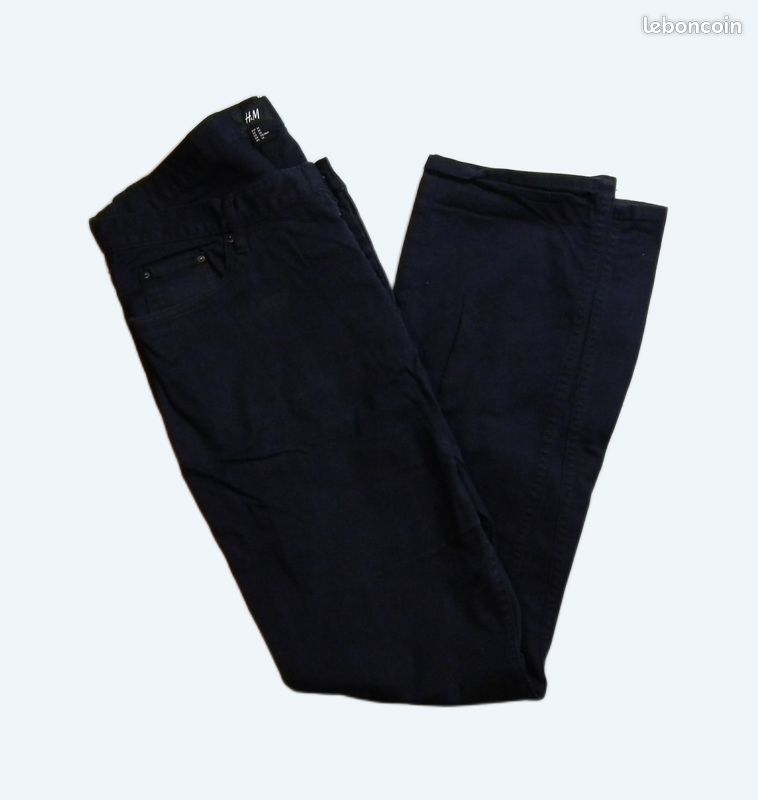 Pantalon homme Chino Slim fit taille 44 bleu nuit marque H&M