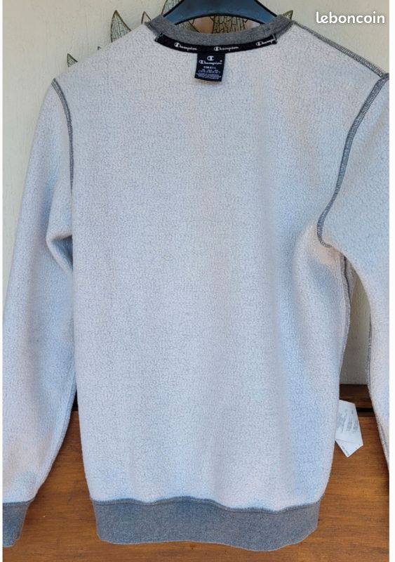 Champion Sweat Hoodie crewneck TS/TFr36- Gris Chiné-Logo Noir Devant-Coupe Comfort Fit (image 6)