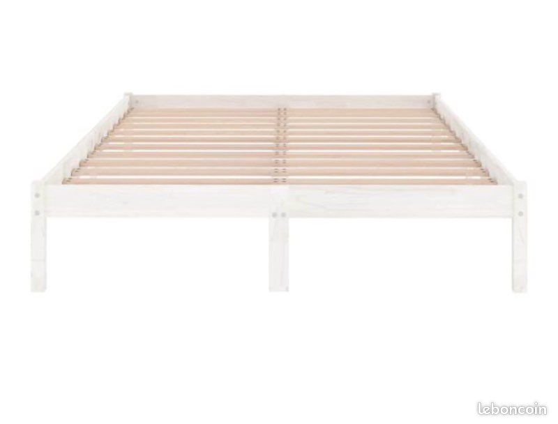 Cadre de lit en bois massif – blanc 120x200 cm (image 2)