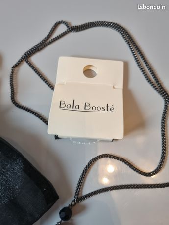 Collier Sautoir BALA BOOSTÉ 2 Pierres Semi-précieuses Vertes - Bronze Doré, Occasion Très Bon état