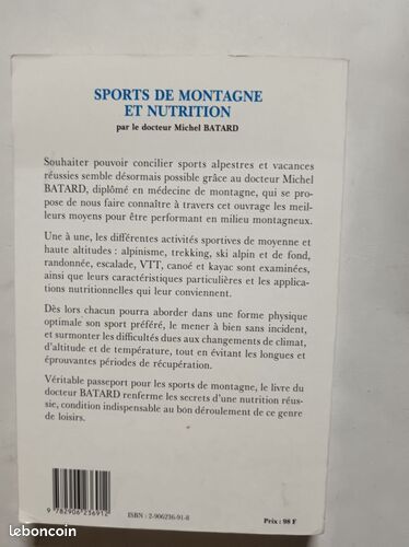 [Livre] Sports de montagne et nutrition - Bon état (image 2)