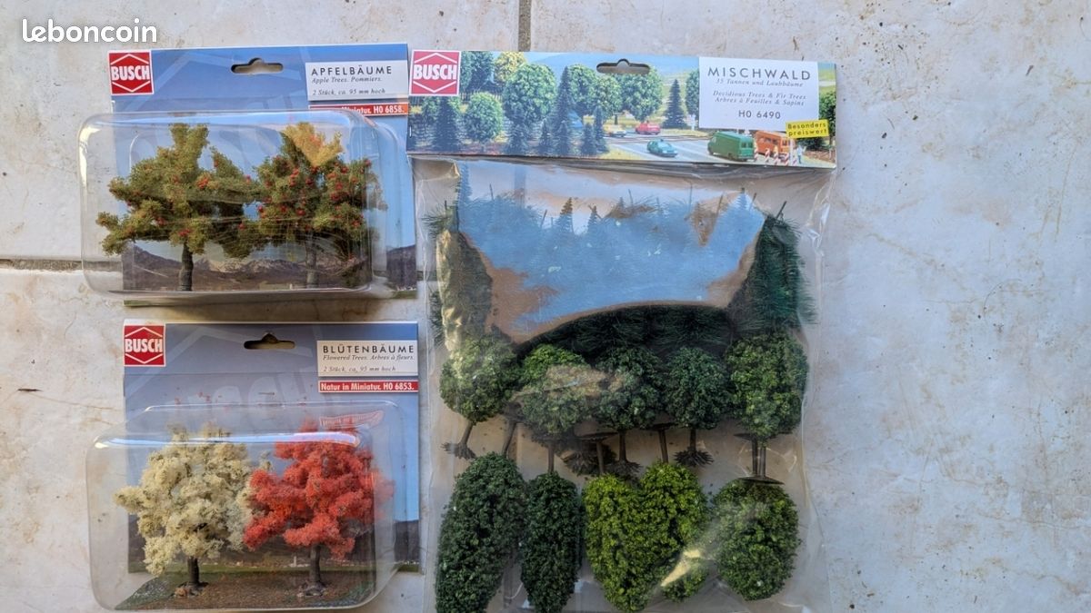 Busch HO - lot d arbres divers - Modélisme