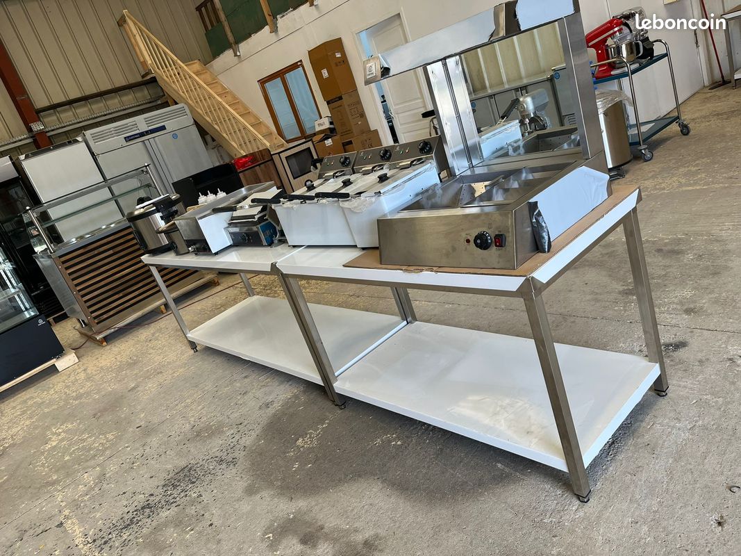 Table en inox avec sous tablette - P600/700 mm - H850 mm NEUF (image 4)