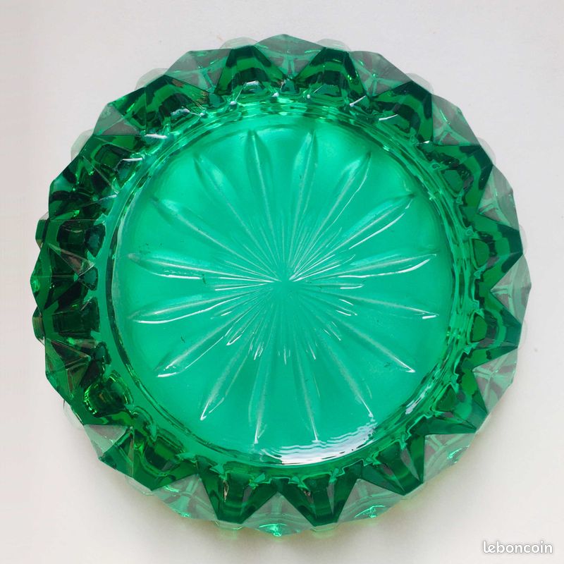 Cendrier Vide Poche Vintage Verre Émeraude (image 7)