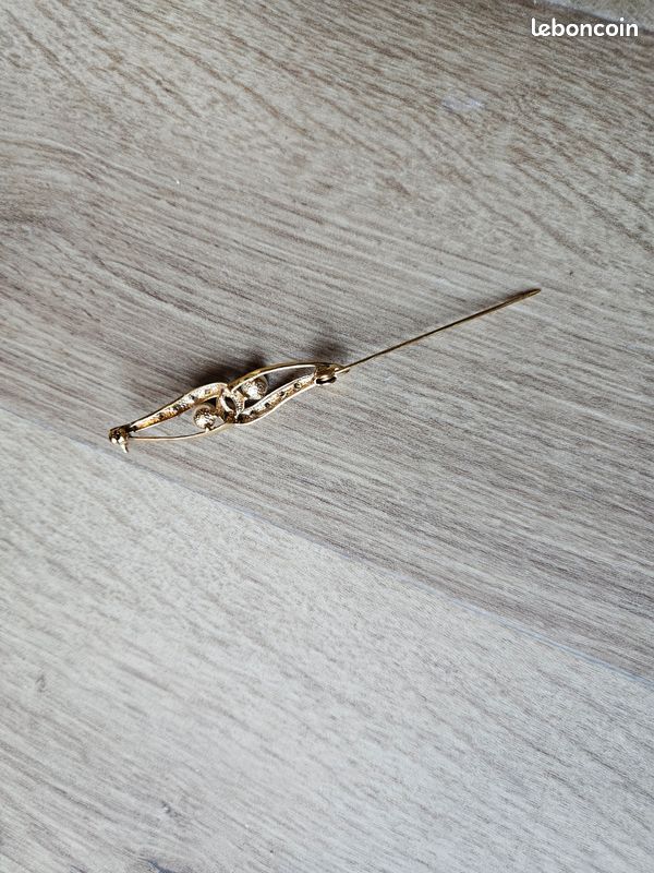 Broche Barrette Ancienne Art Déco Argentée - Bijou Vintage Femme, état Impeccable