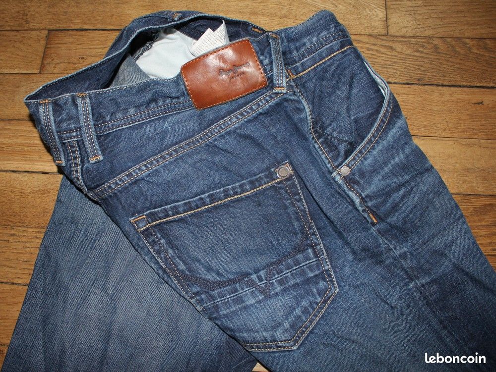 Jean Pepe Jeans Homme Taille 38 (W28/L34) - Coupe Droite, Couleur Flint Bleu, Occasion Très Bon état