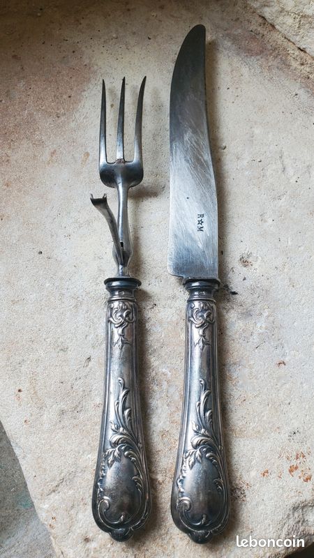 Ancien Service à Gigot En Métal Argenté - Pièce De Boucherie Vintage